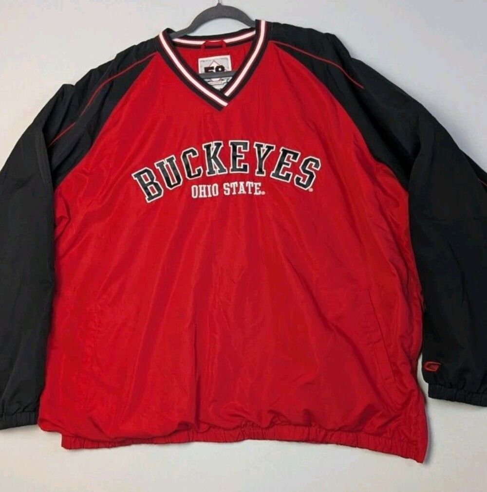 58 Sports Ohio State Buckeyes Red & Black 3XL Pull-Over Heavy Windbreaker Jacket